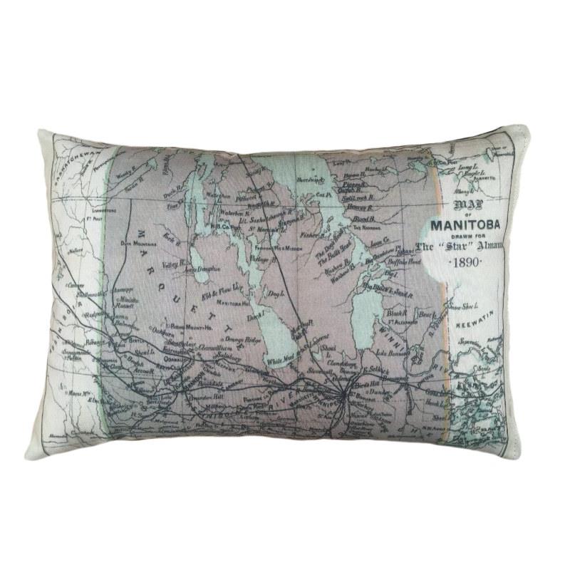 Manitoba Vintage Map Pillow