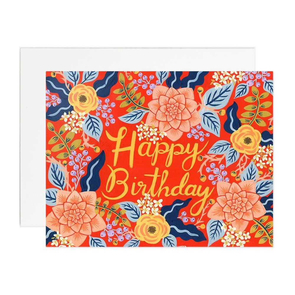 Red Floral Birthday Card