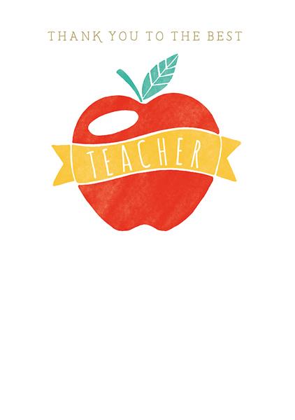 Best Teacher Apple Thank You Card