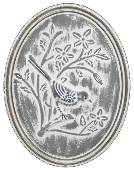 Embossed Oval Bird Wall Decor, "Down"