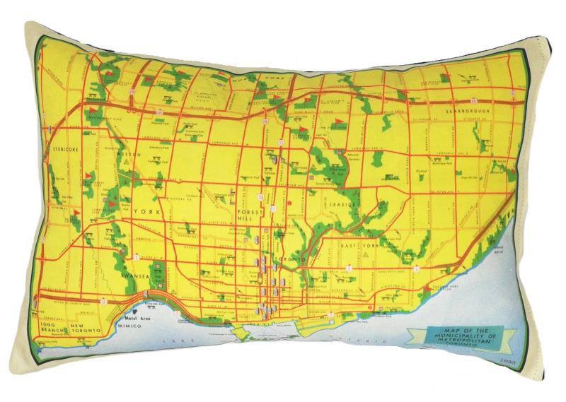 Municipal Toronto 1955 Vintage Map Pillow