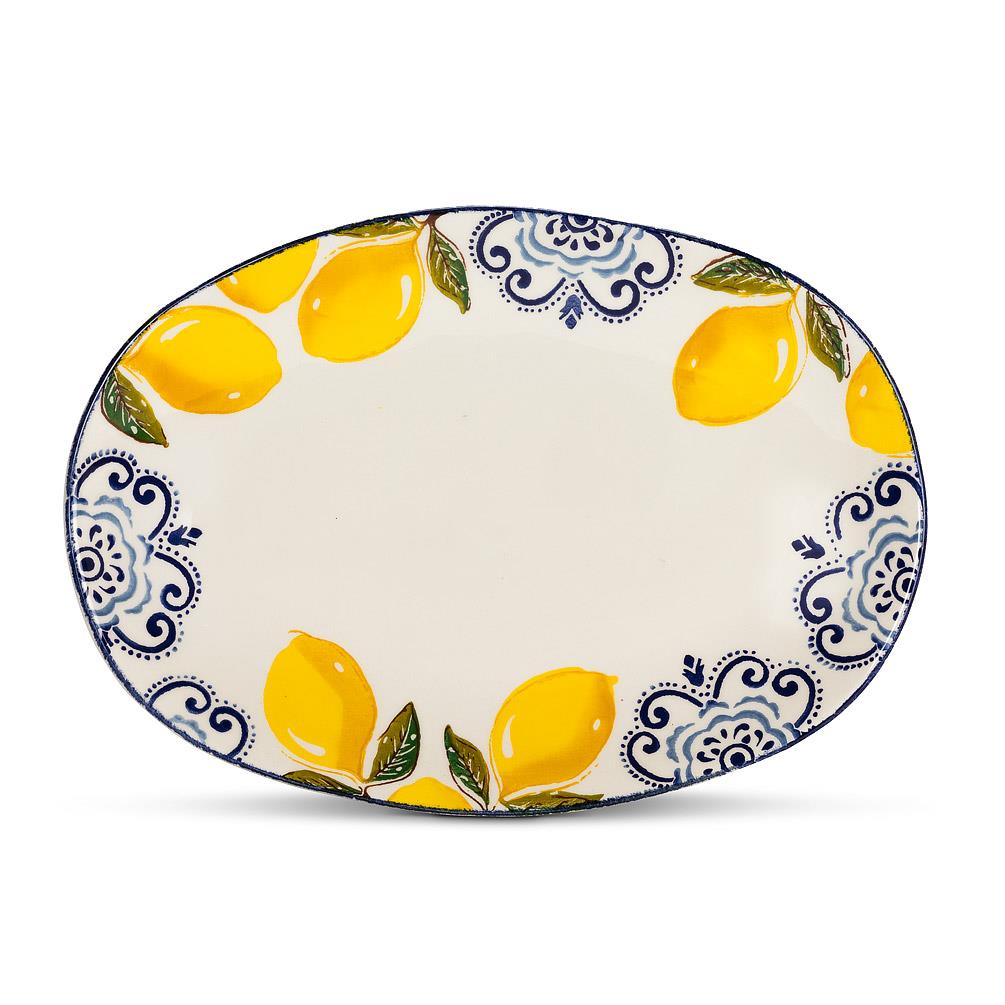Lemon Print Large Oval Platter, 10" x 15"