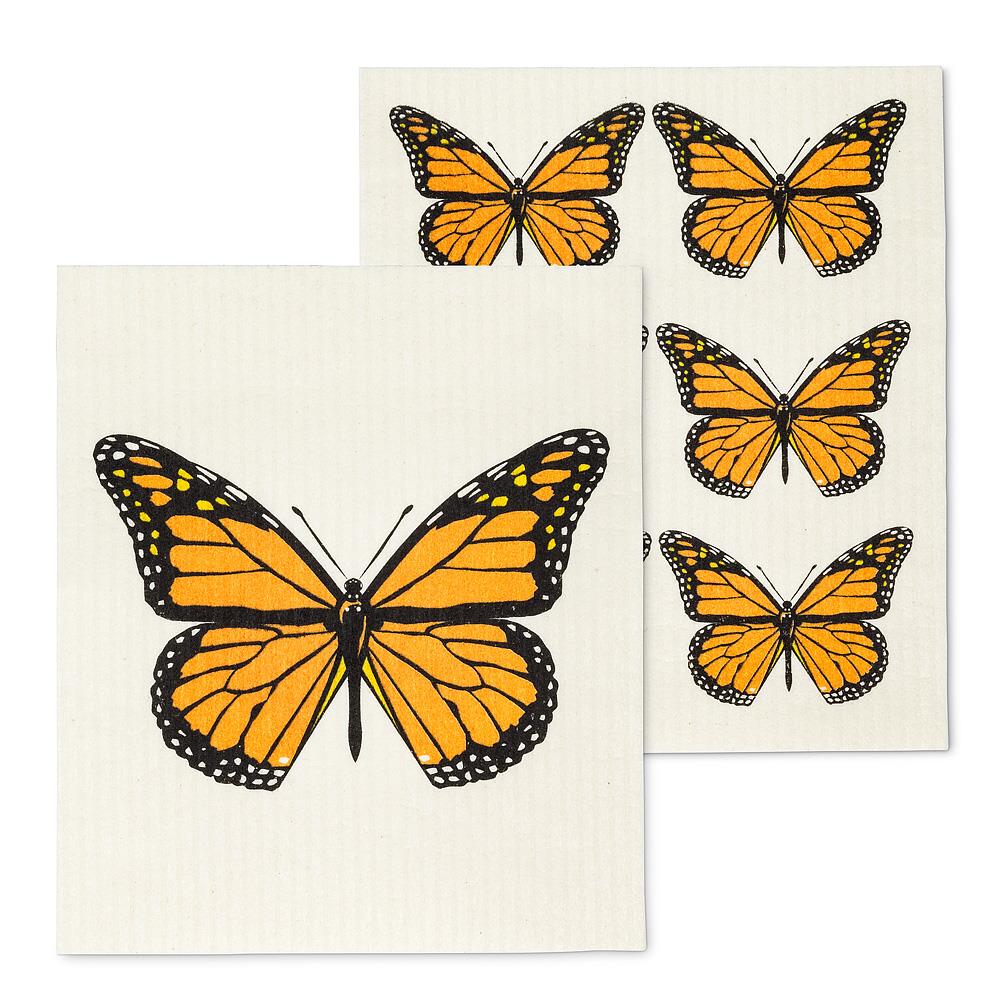 Monarch Butterfly Swedish Dishcloth, Set of 2
