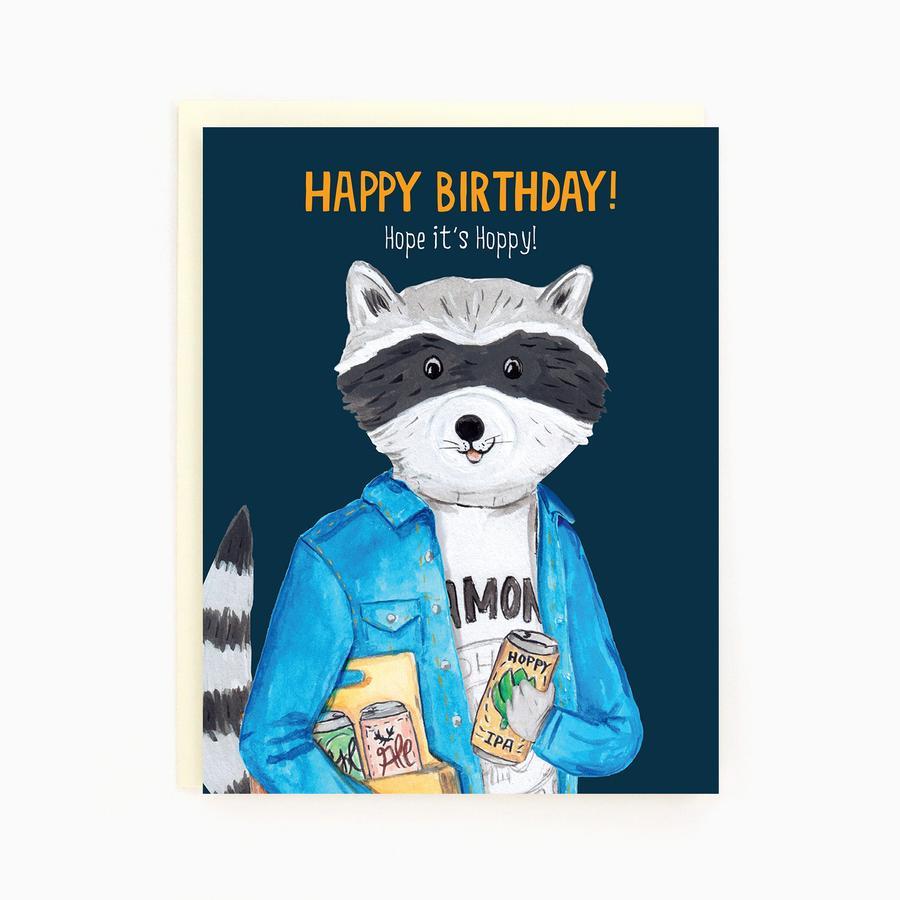 Made in Brockton Village Hope It's Hoppy Raccoon Birthday Card