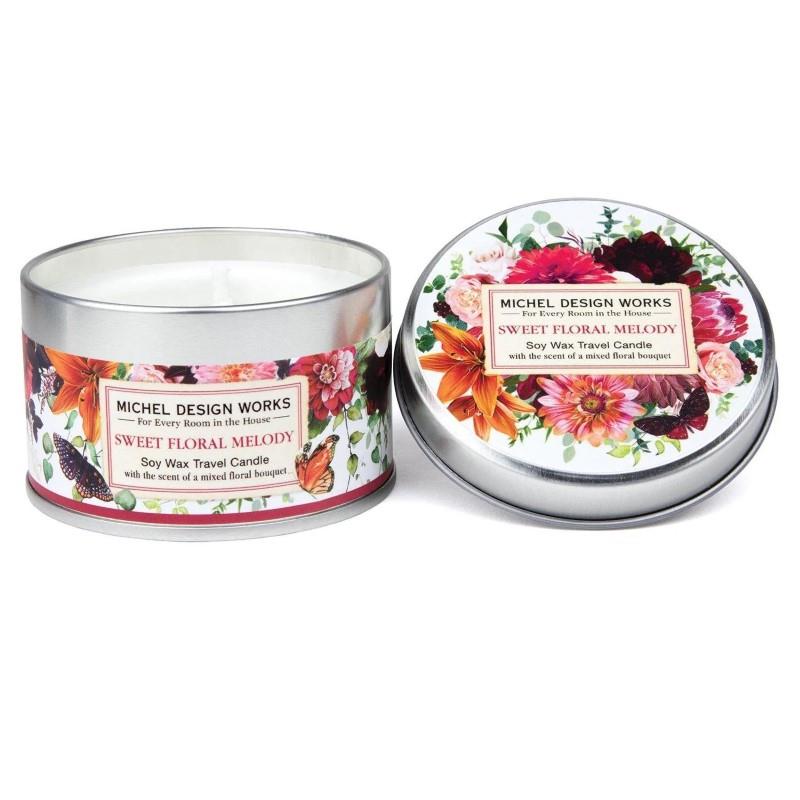 Michel Design Works Sweet Floral Melody Tin Travel Candle, 4oz