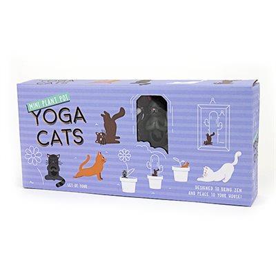 Mini Plant Pot Yoga Cats, Set of 4