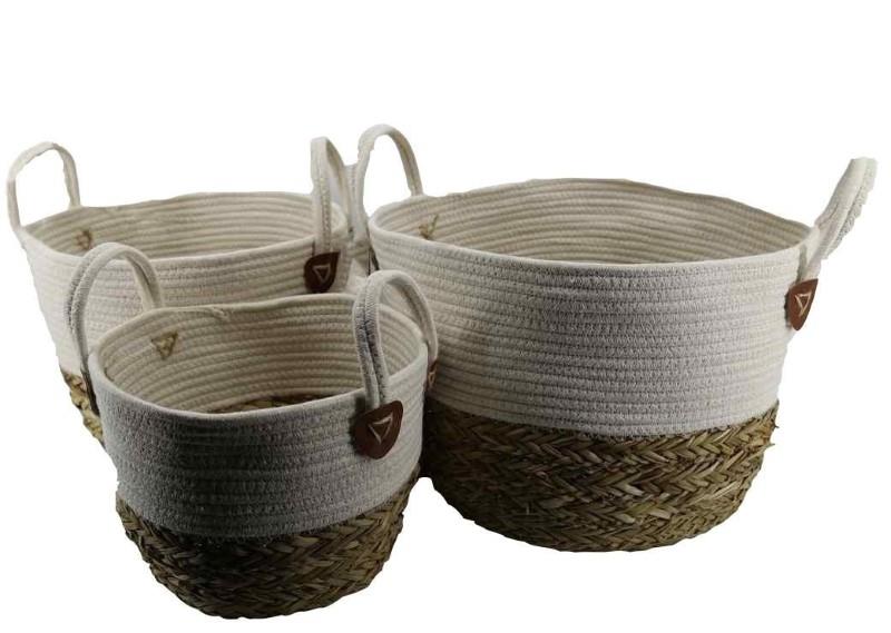 Cotton Rope & Seagrass Basket, Sold Individually