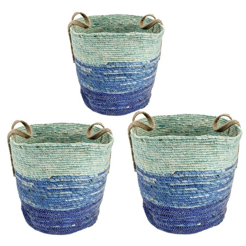 Natural Woven Blue Ombre Baskets