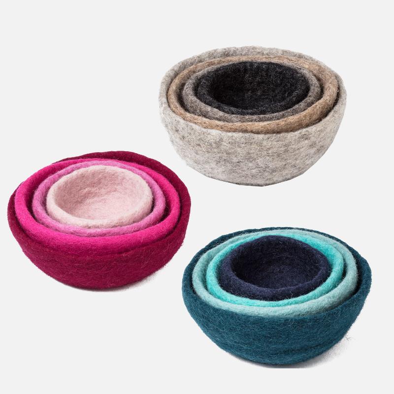 Wool Nesting Bowls, Set of 4