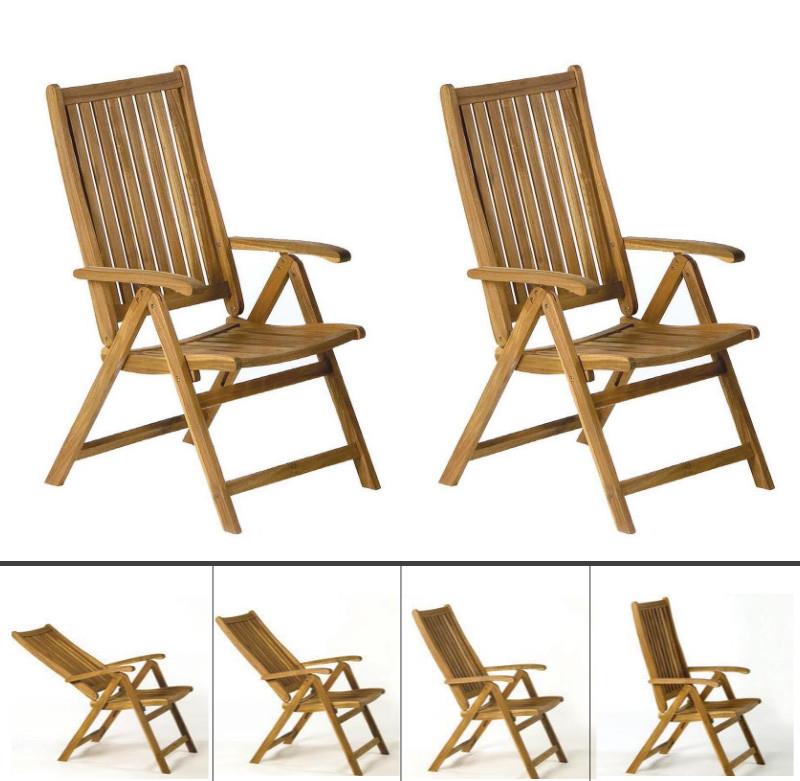 Acacia Outdoor 5-Position Captain's Chair, Set of 2