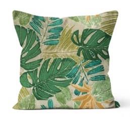 Batik Leaves Meadow Square Outdoor Toss Cushion