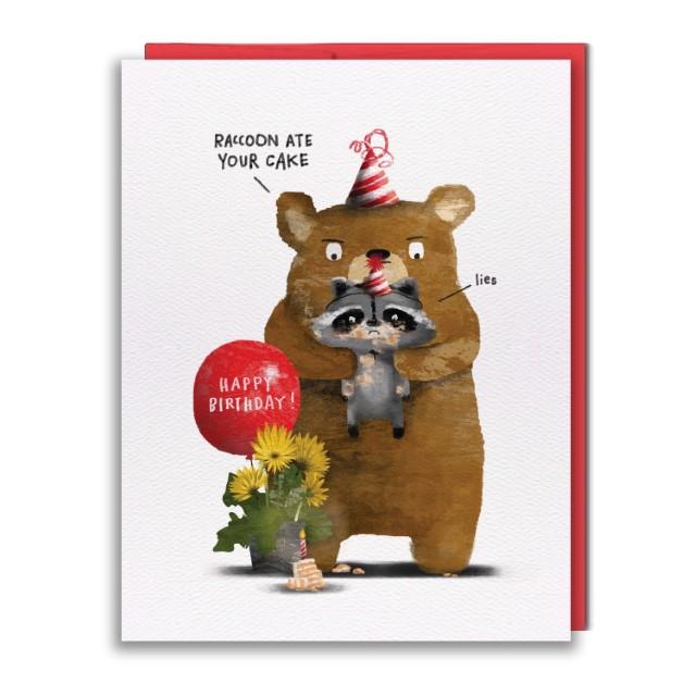 Raccoon Lies Birthday Card