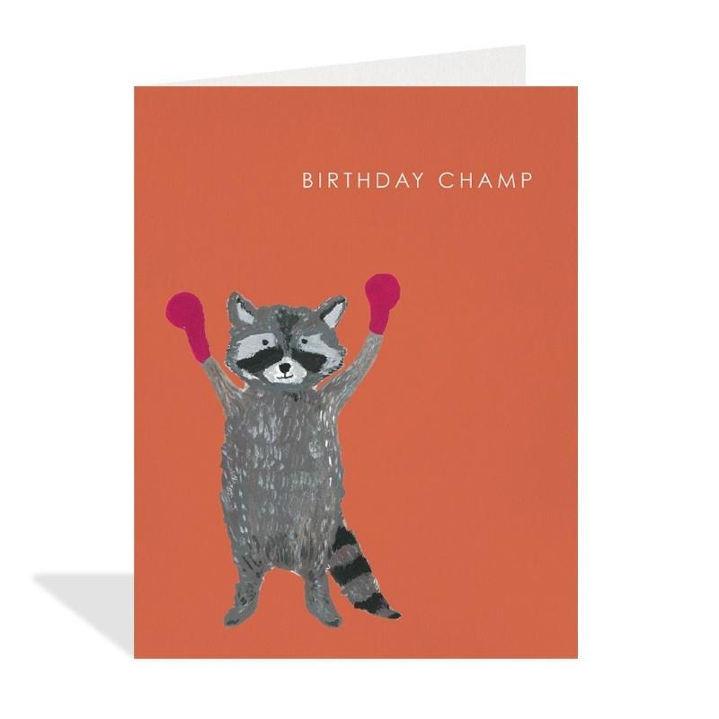 Boxing Raccoon Birthday Card