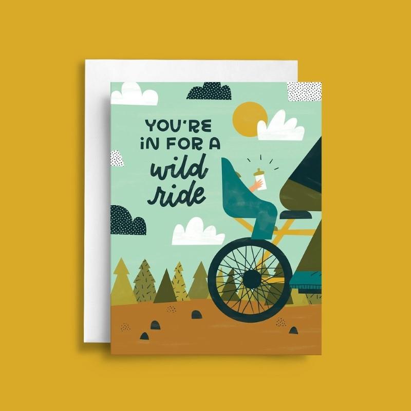 Wild Bike Ride New Baby Greeting Card