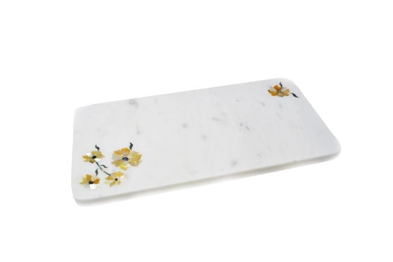 Marble Cutting Board with Flower Details