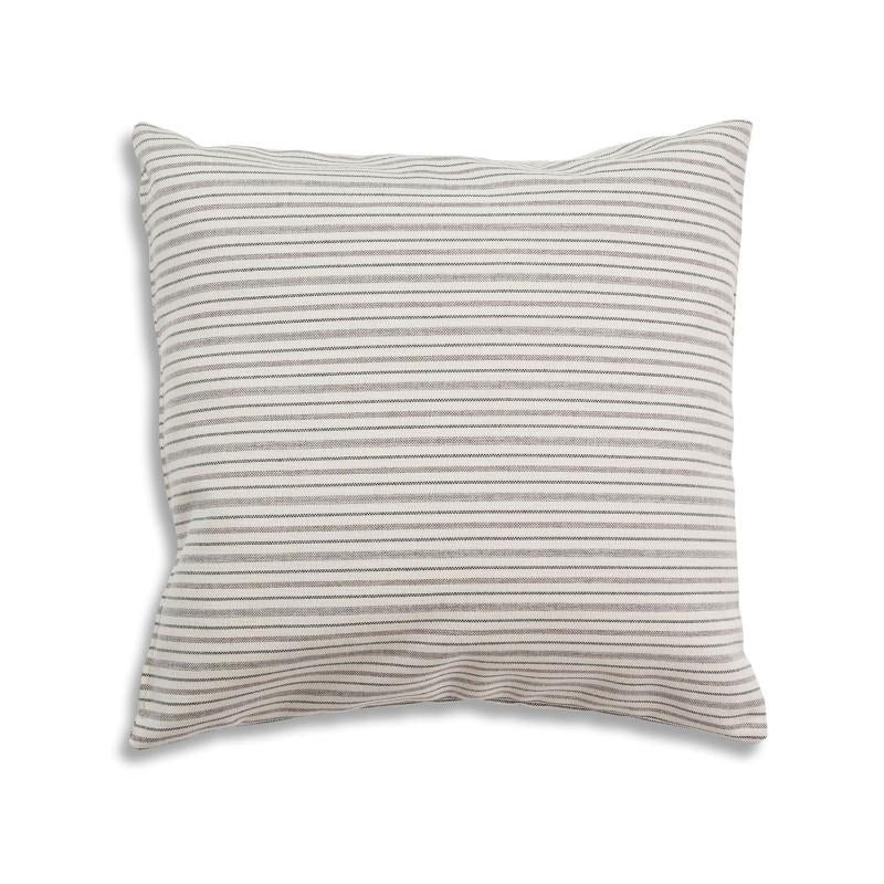 Breath Cream Stripe Feather Cushion, 22"Sq