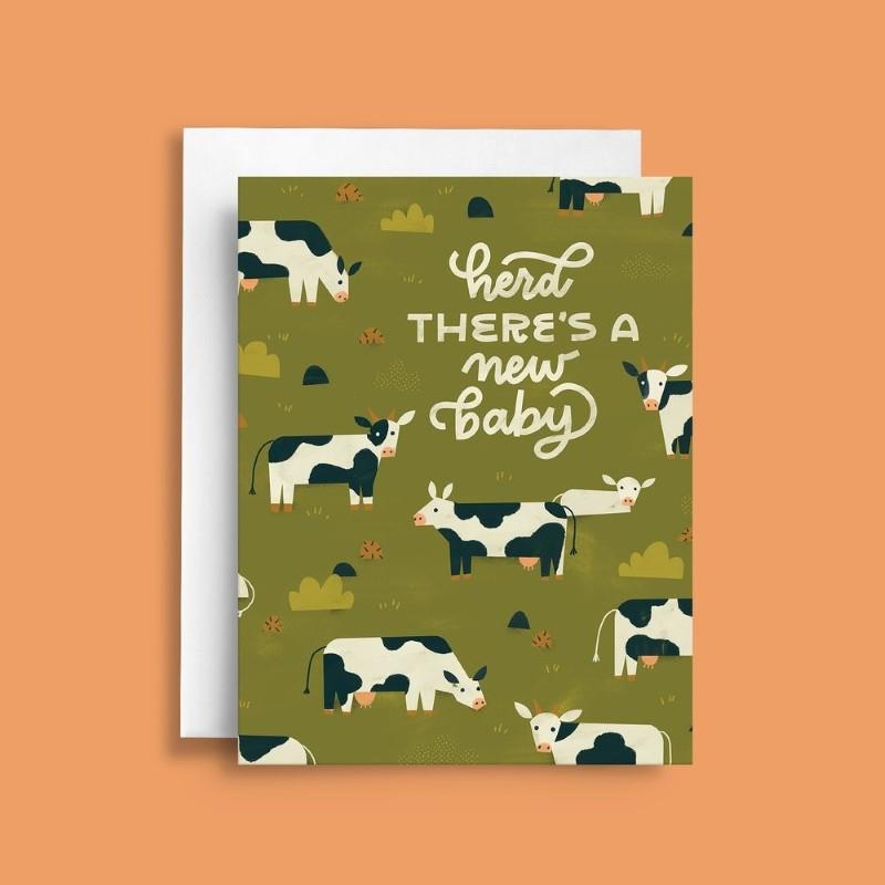 Cow Herd New Baby Greeting Card