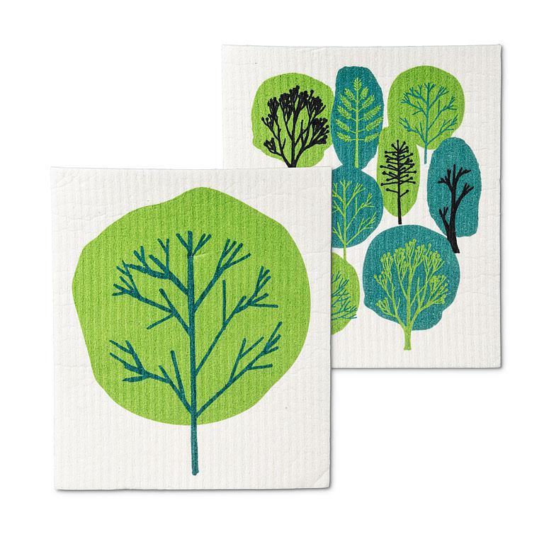 Green Trees Swedish Dishcloth, Set of 2