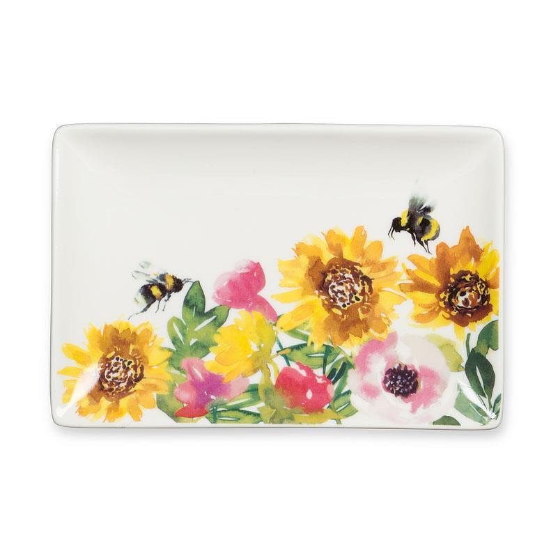 Sunflowers & Bees Rectangular Platter, 4" x 6"