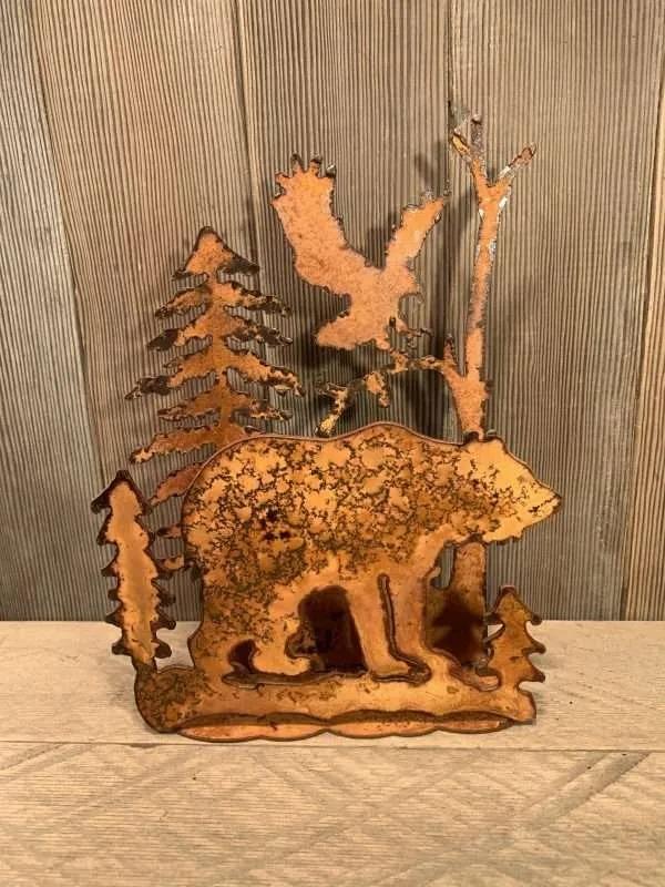 Rusted Metal Bear Sconce